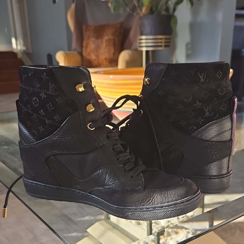 Louis Vuitton Black Monogram High-Top Sneakers